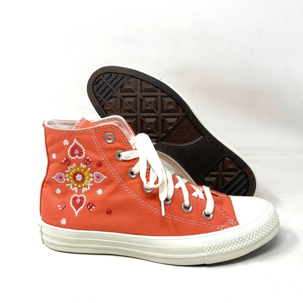 Converse Ctas High Top Shoes For Women Orange Sneakers Casual Canvas A02203F_8